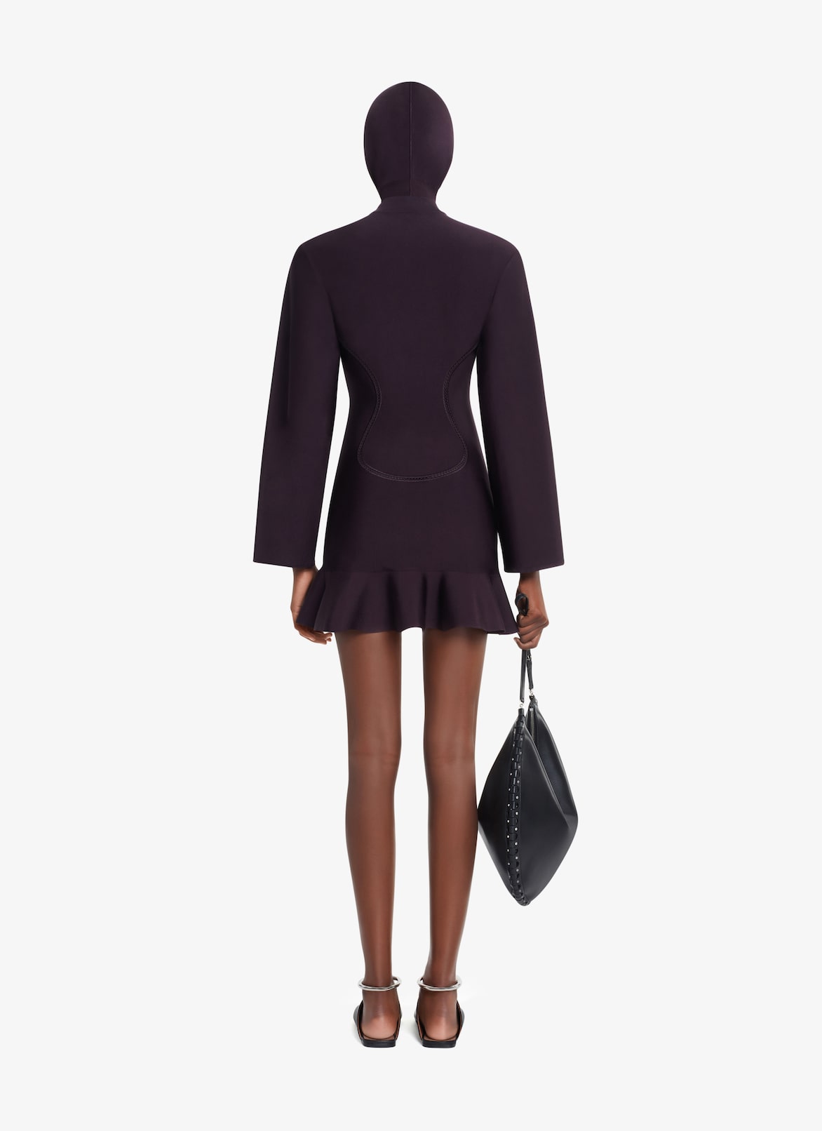 KNIT SKATER DRESS ALAÏA AUBERGINE KNIT SKATER DRESS